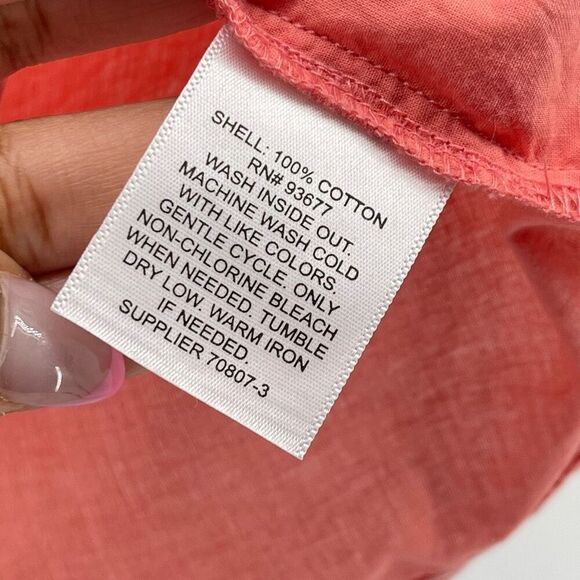 Liz Claiborne Coral Orange Eyelet Cotton Top – Keyhole Neck, Petite Medium - Picture 9 of 10